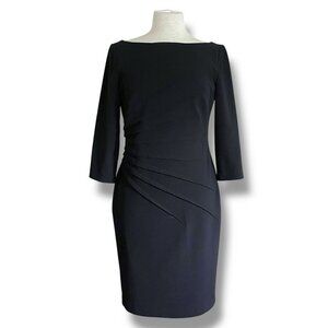 David Meister Womens Dress Sz 8 Black Stretch Knit Cocktail LBD Made in USA
